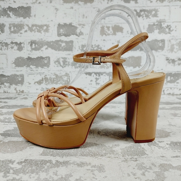 SCHUTZ Shoes - New Schutz Kelsie Beige Leather Strappy Platform Sandals W890